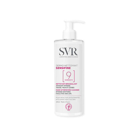 SVR Sensifine Dermo-Nettoyant - Latte detergente struccante con effetto lenitivo per viso, occhi e labbra