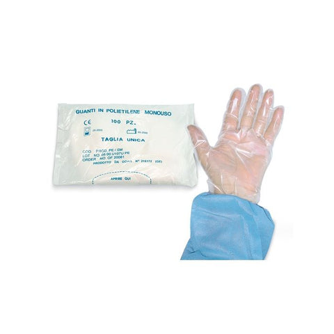 SAFETY GUANTO POLIETILENE BUSTA 100 PEZZI TAGLIA UNICA