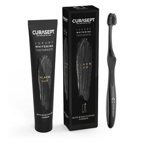 Pasta de dientes de Curasept Balck Lux 75 ml + Cepillo de dientes