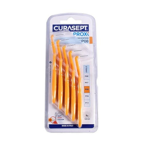 CURASEPT PROXI SCOVOLINI ANGLE PREVENTION P08 0,8 MM ARANCIO/T - 5 PEZZI