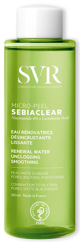 SVR SEBICLECAR MICRO -PEEL Dermatologische Lotion mit Glättung und Reinigungswirkung -150 ml.