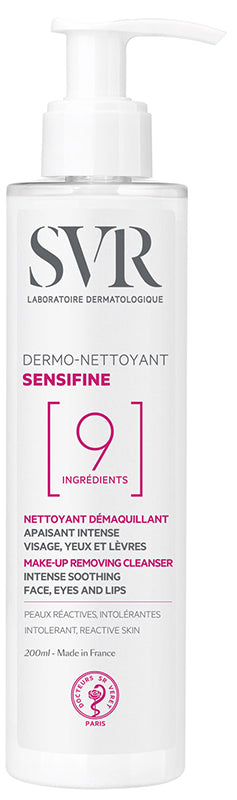 SVR Sensifine Dermo-Nettoyant - Latte detergente struccante con effetto lenitivo per viso, occhi e labbra