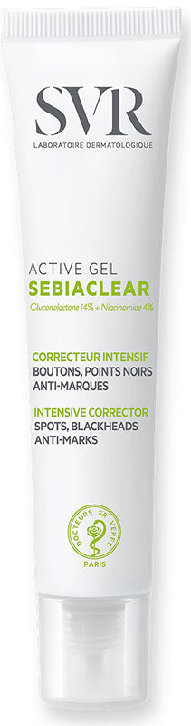 SVR Sebiaclear Active Gel Trattamento correttore in gel ad azione intensiva anti-imperfezioni, segni e punti neriTubo da 40 ml.